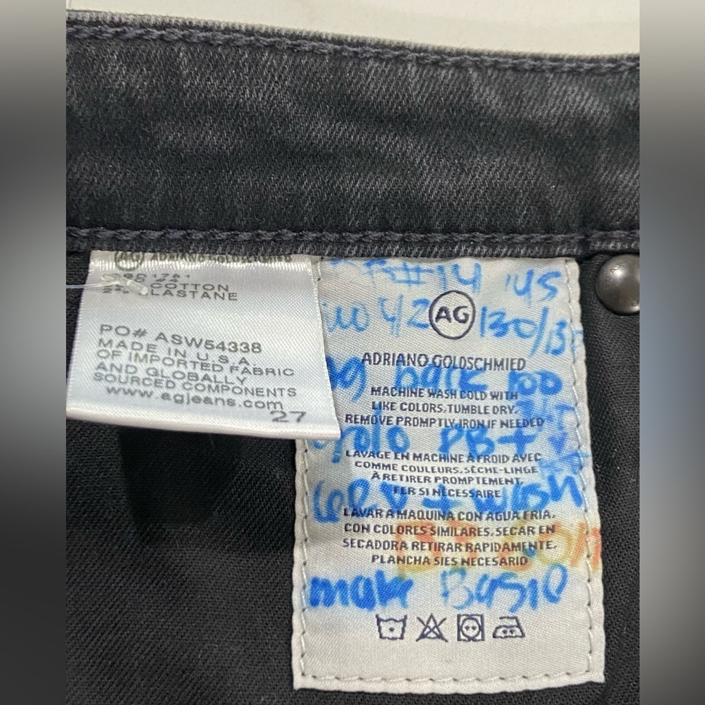 AG Adriano Goldschmied Mari Crop Mid-Rise slim Distressed Black Jeans Sz 27 NWT - Picture 11 of 11